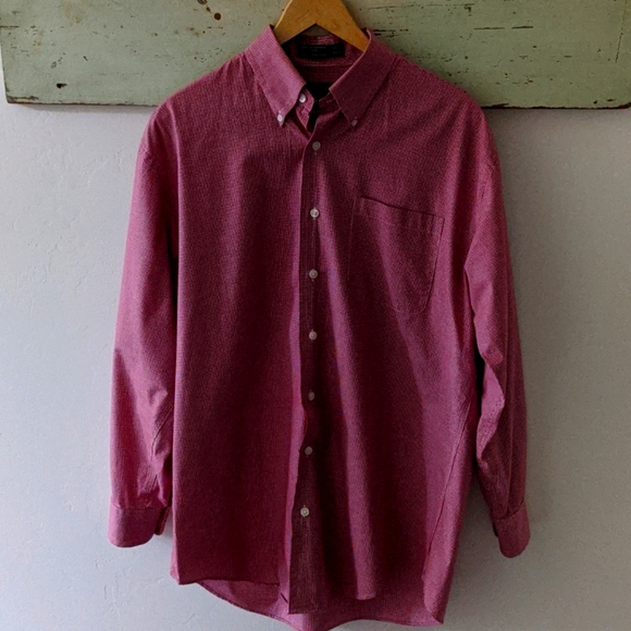 NAUTICA I Red Cotton Mini-Check Button-Down Dress Shirt, 15.5-32/33 - Picture 11 of 12